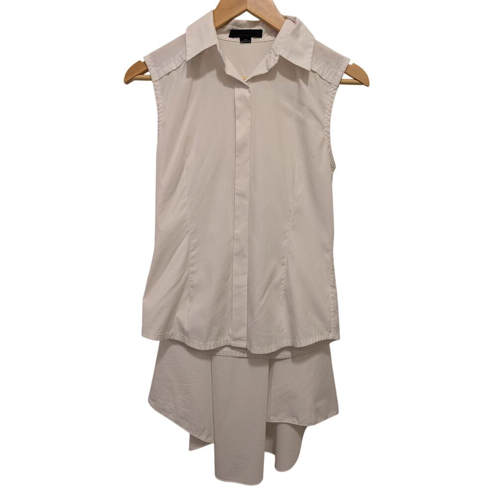 Alexander Wang Sleeveless Button‎ Down Top With Cape White Layered Avant Garde
